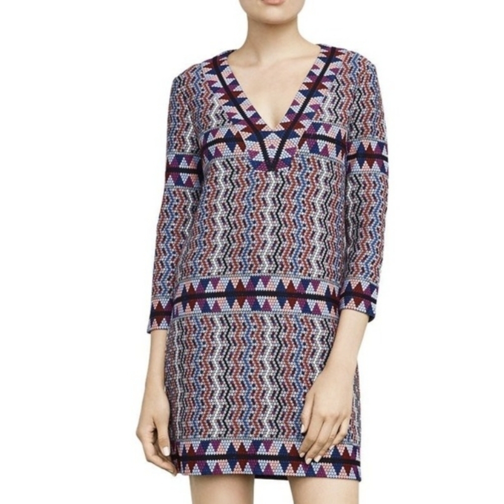 BCBG Max Azria Multicolor Belle V-Neck Mini Dress XXS